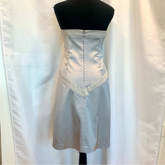 REISS Satin Grey Strapless mini Dress Size 10 formal - Picture 5 of 13